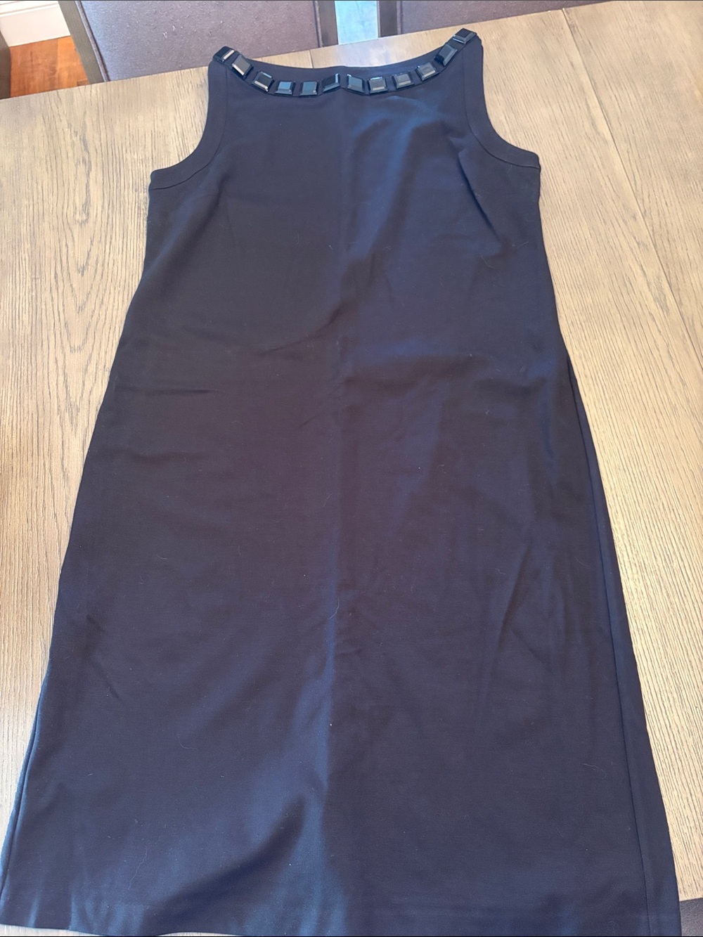 Talbots Black Jewel-Neck Midi Shift Dress